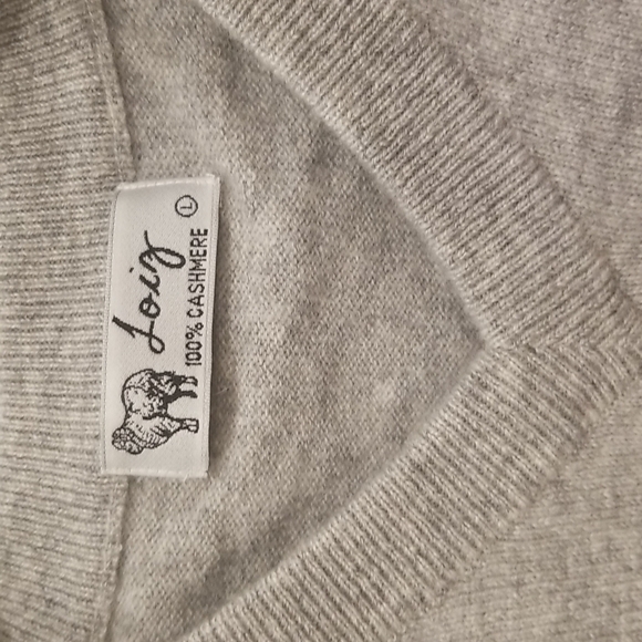 💕LOIZ💕 100% Cashmere Sweater Vest ~ V-Neck Preppy Grey Large - Picture 5 of 6